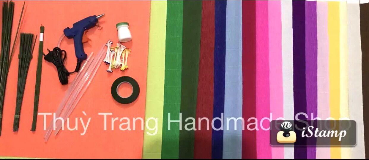 Bộ đầy đủ nguyên liệu và dụng cụ LÀM HOA GIẤY NHÚN CHO CÁC BẠN MỚI LÀM