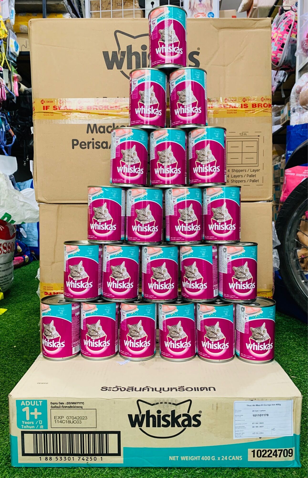 Combo 24 lon Pate cho mèo Whiskas 400g mix 2 vị