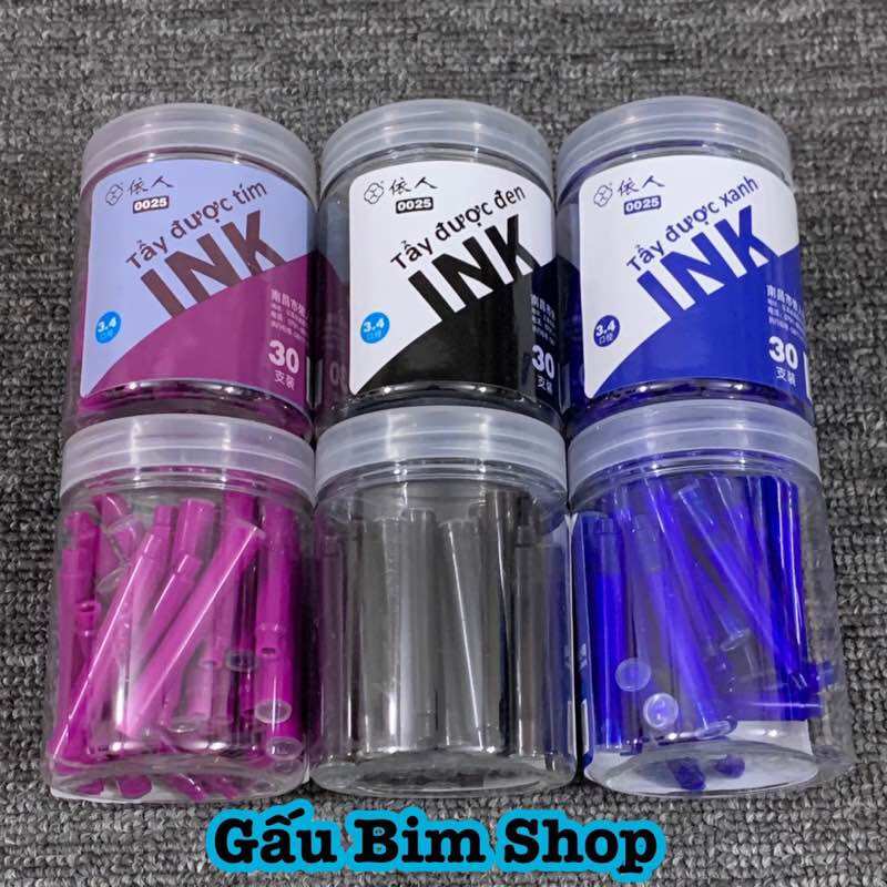 30 ống mực bút máy - đầu ống 3.4mm - màu mực chuẩn