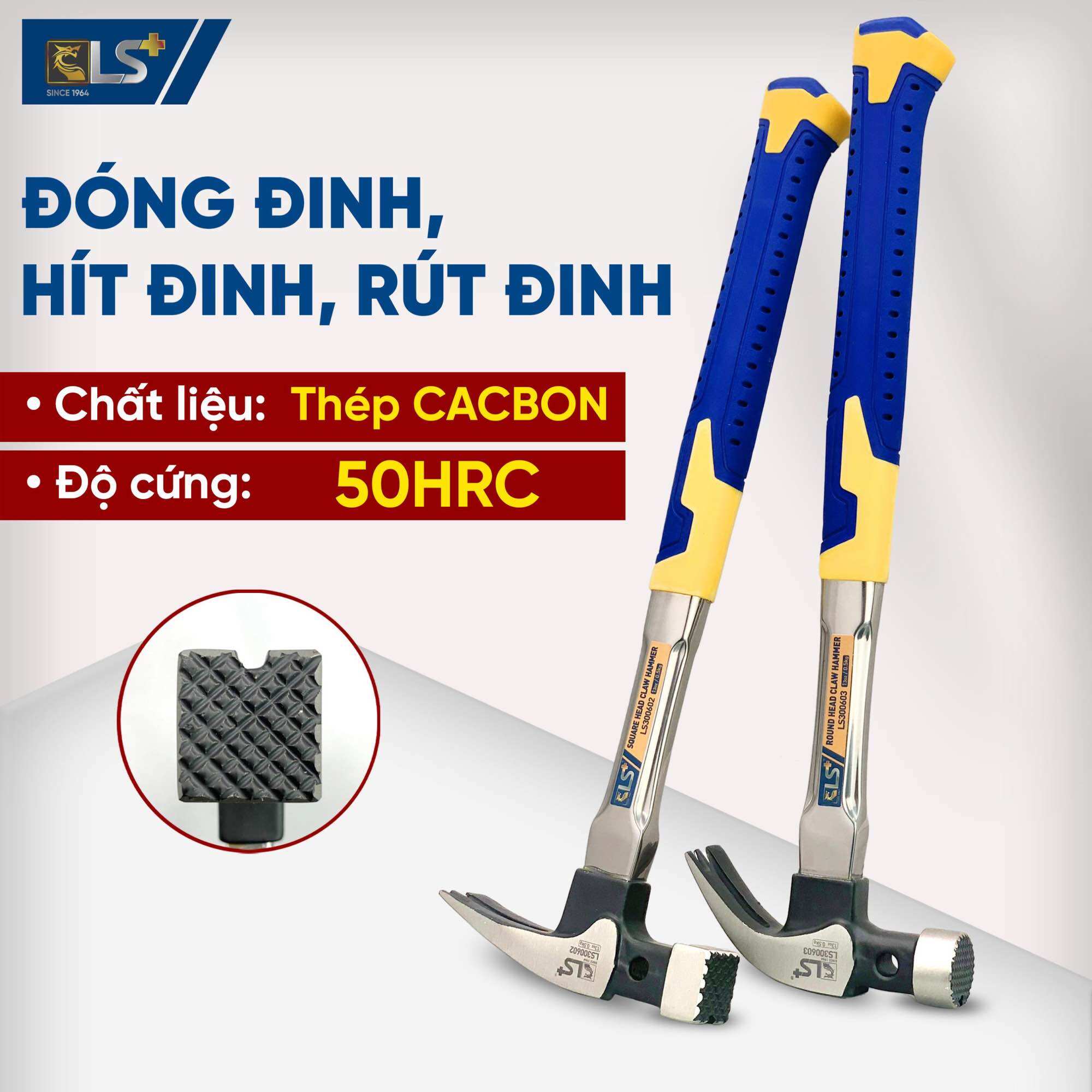 Búa cán inox bọc cao su chống trơn cao cấp