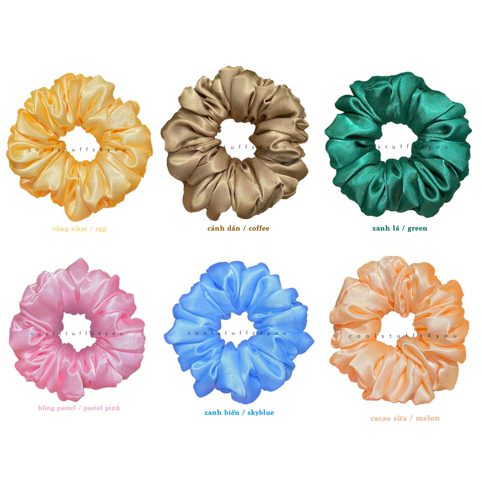 SET 6 SẢN PHẨM : scrunchies lụa size thường @coolstuffs4you