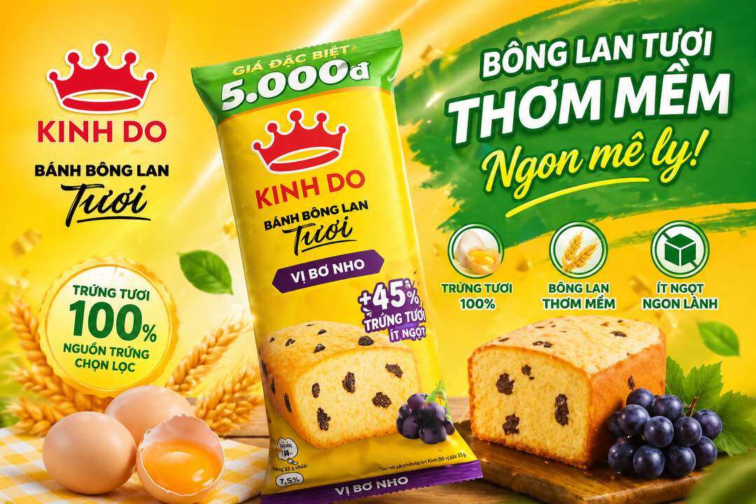 Bánh Mì Kinh Đô Tươi - Bông Lan Bơ Nho