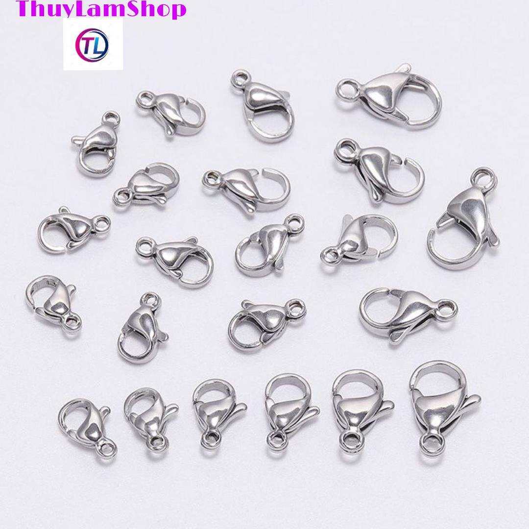 Bộ móc khóa càng cua inox làm khóa vòng 10 cái size 5*10mm
