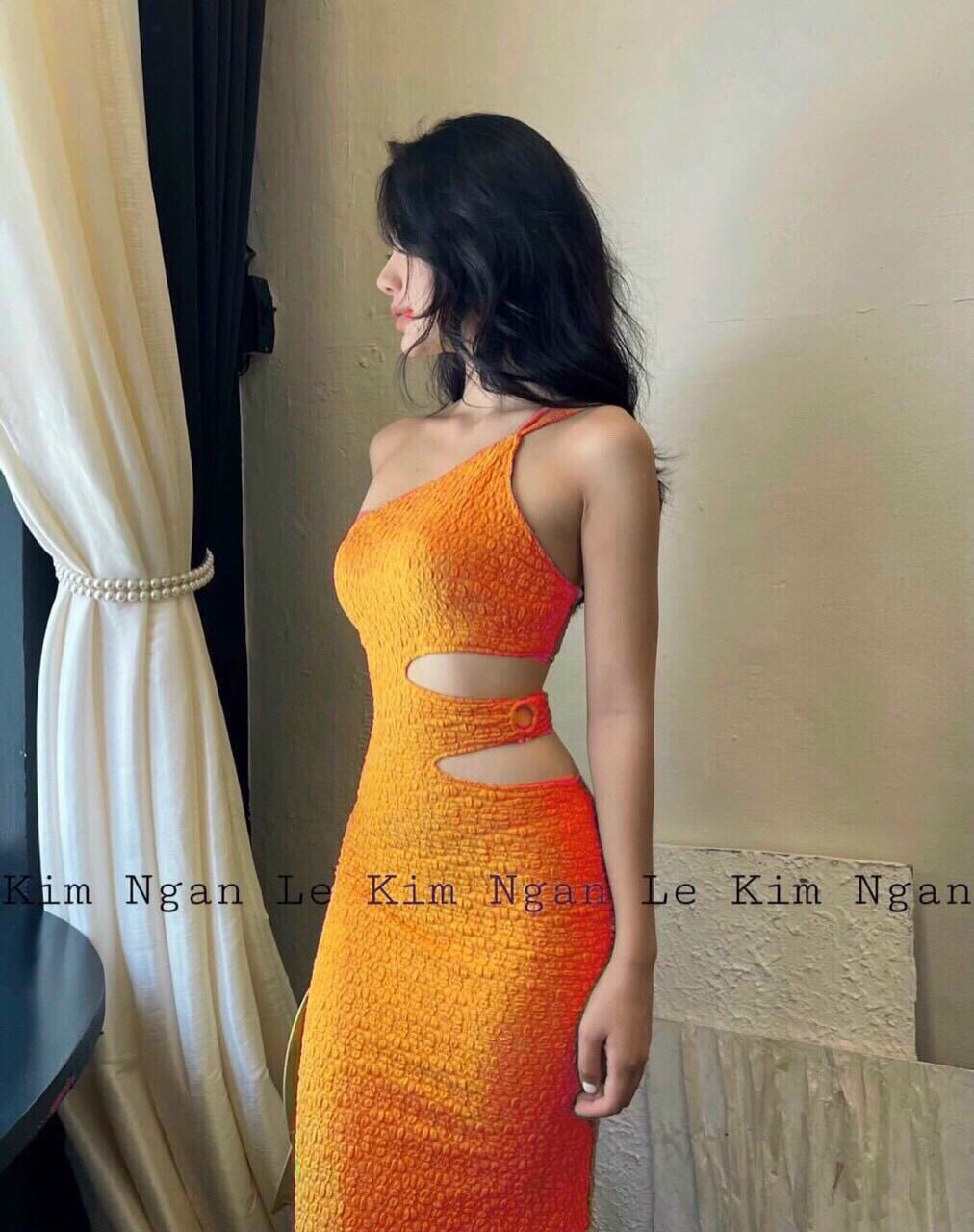 Đầm cổ yếm khoét eo xương cá kaka