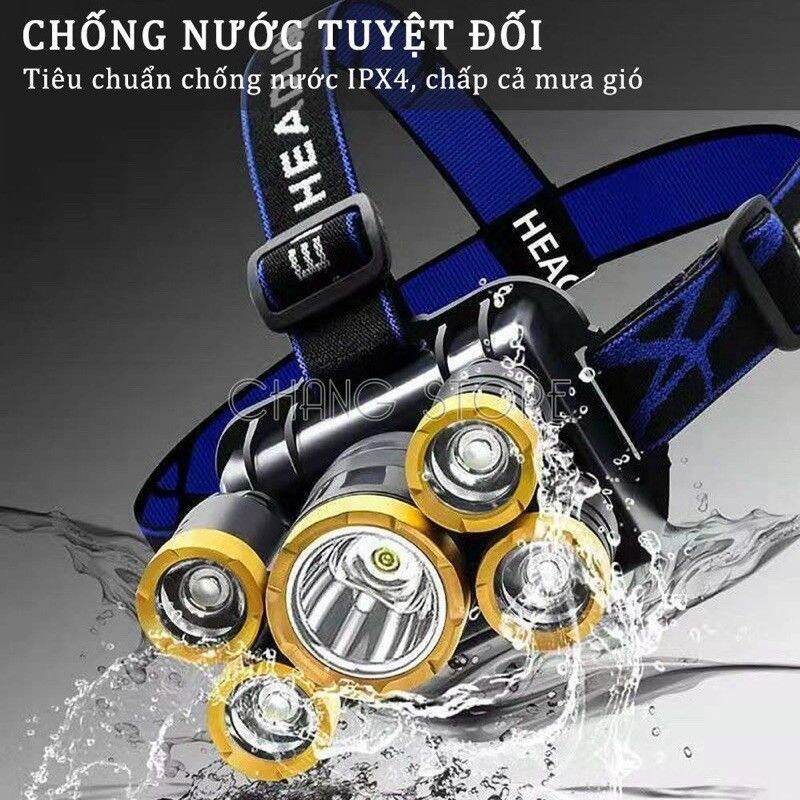 [HCM]Đèn pin đội đầu 5 bóng siêu sáng