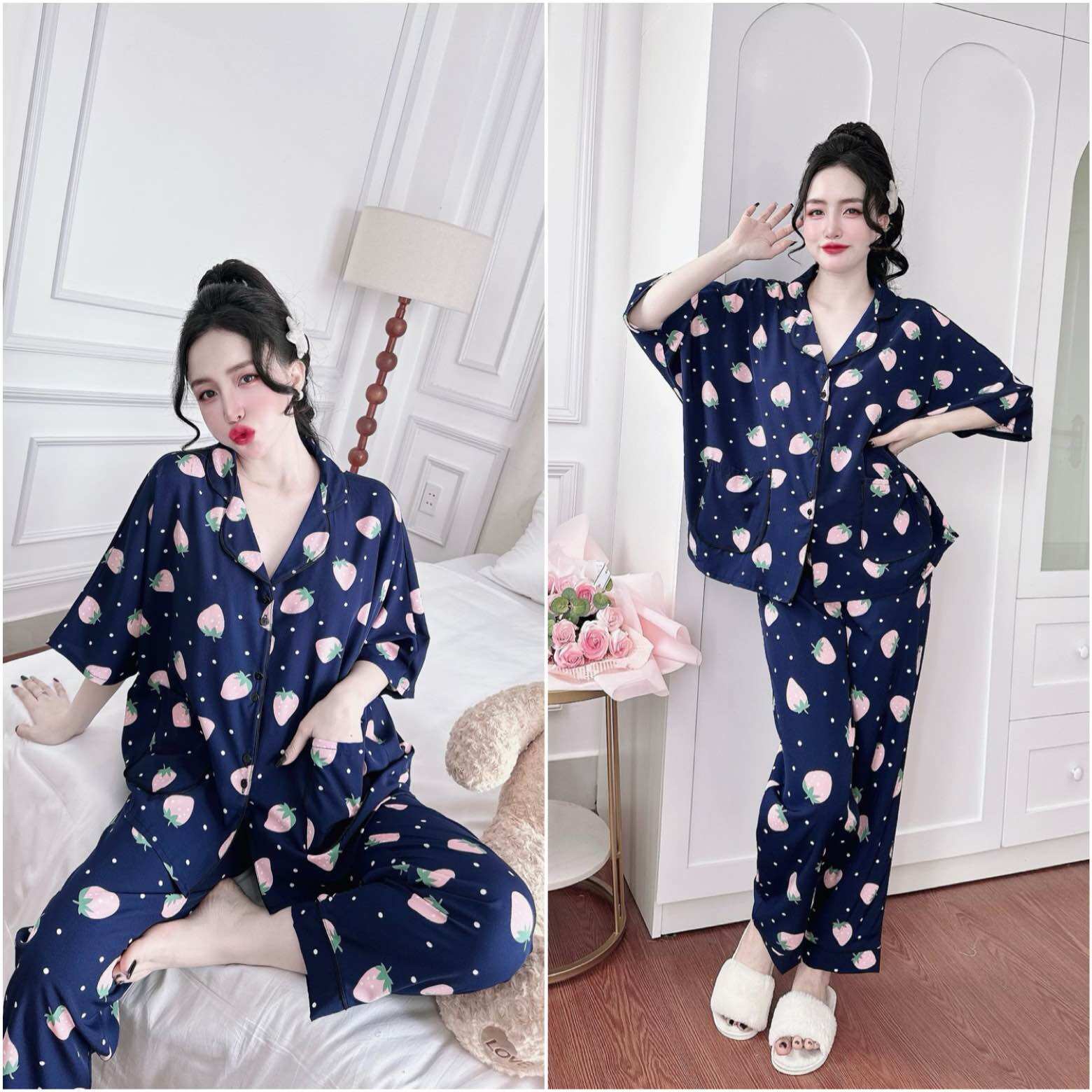 (Bigsize 50-110kg) - Đồ bộ mặc nhà Lụa Nhật/Lụa Maingô cao cấp