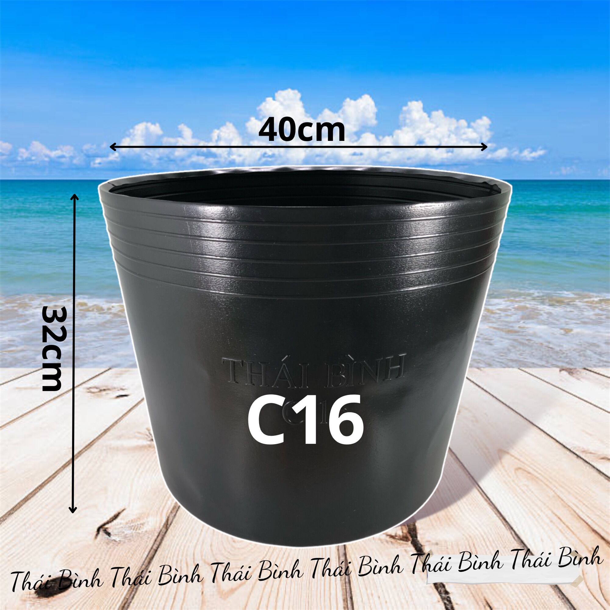 Chậu nhựa đen c16 trồng cây - chậu nhựa thái bình