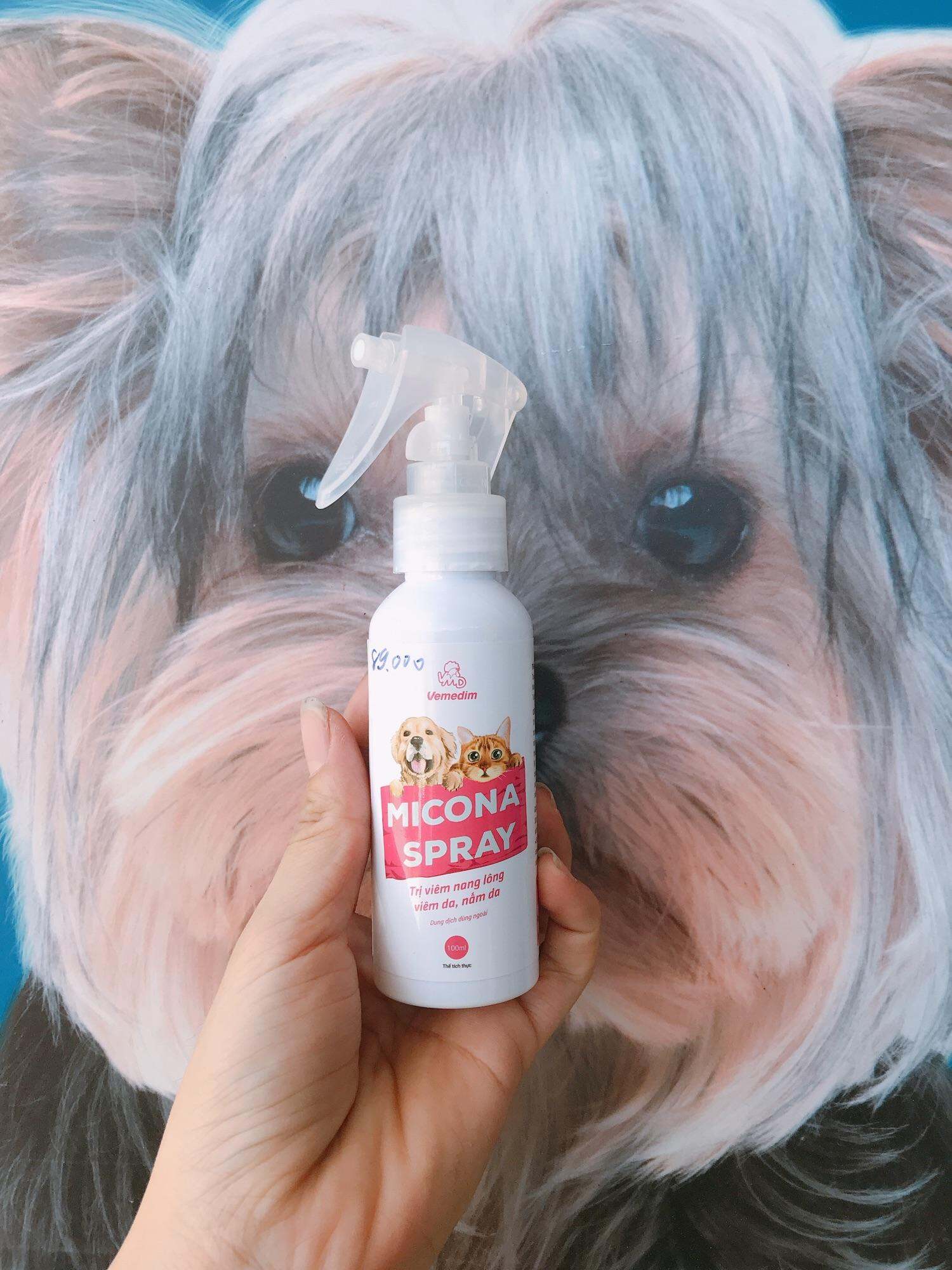 xịt trị viêm nang lông, nấm da cho chó mèo micona spray 100ml