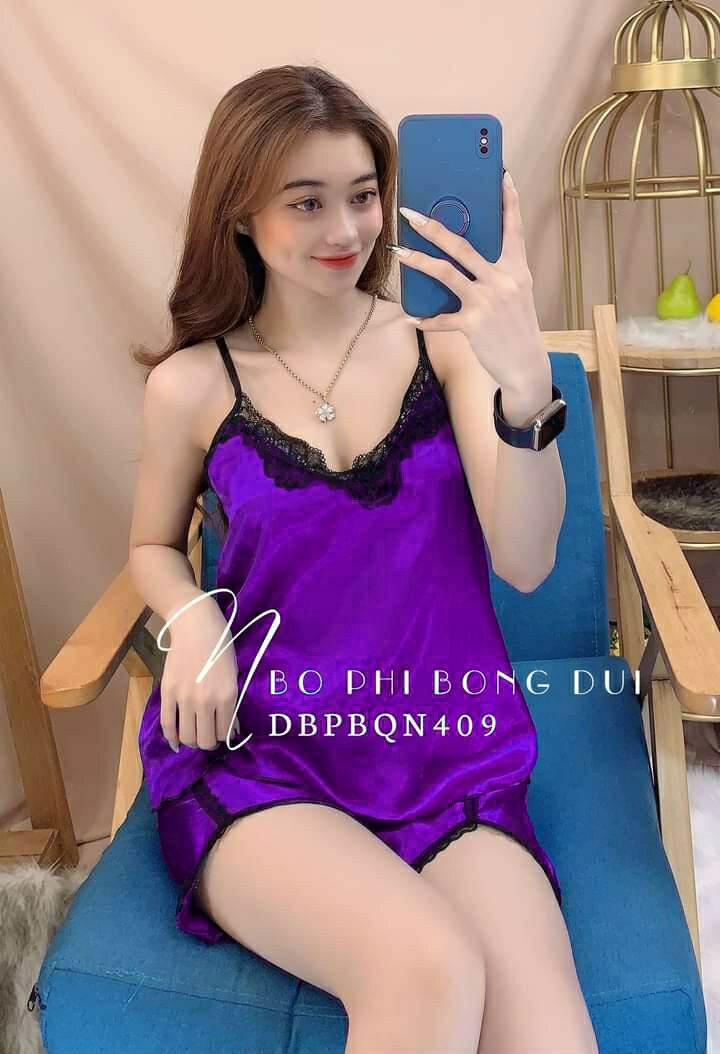 Đồ bộ phi lụa trơn quyến rũ cho nữ mặc nhà - a15