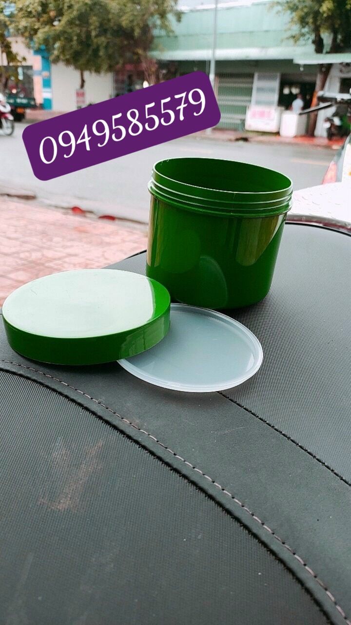 Hủ 500gr-màu xanh rêu-có nắp lót