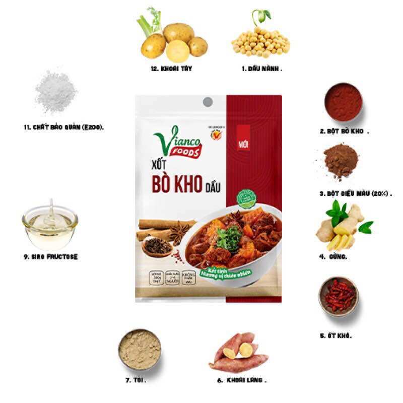 Xốt cà ri dầu/Bò kho dầu Vianco gói (18g)