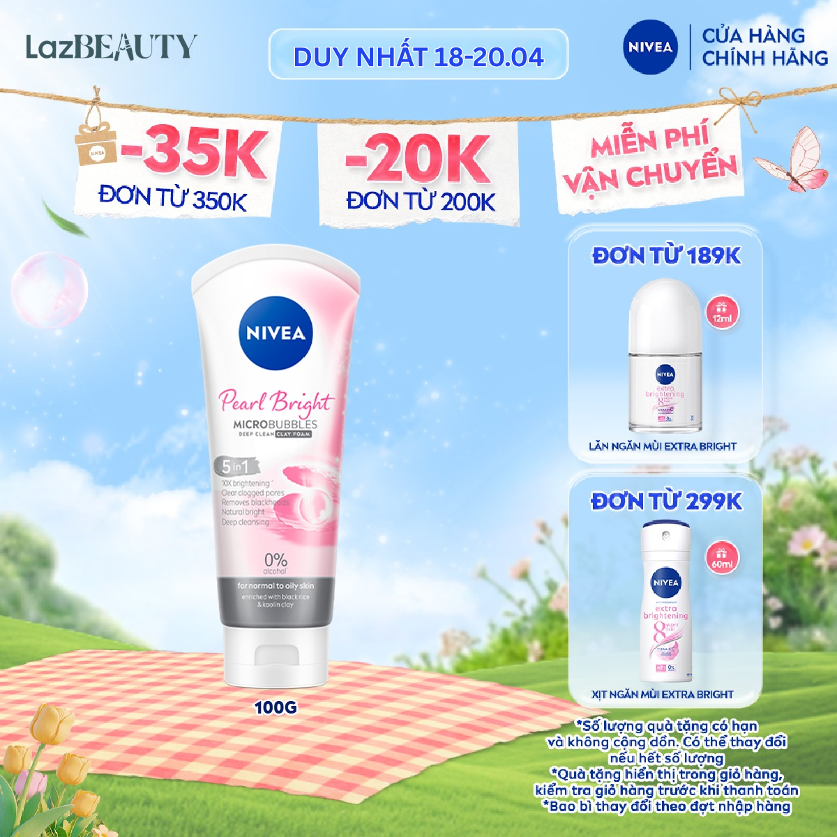 Sữa Rửa Mặt Tạo Bọt NIVEA Chiết Xuất Ngọc Trai (100 g)