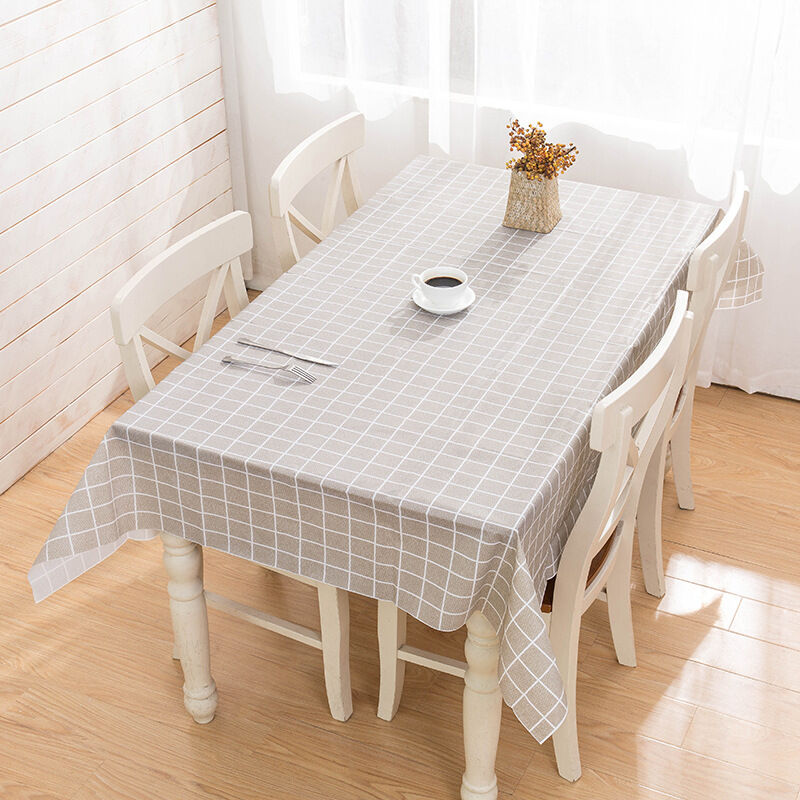 Nordic Plaid Coffee Table Cloth Household Minimalist Rectangular Eight-Immortal Table Table Mat Anti-Scald and Waterproof Oil Resistant Disposable Tableclothes
