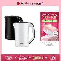 EJK738 - Bình đun nước siêu tốc Lock&Lock Trắng/Đen 1.7L 1800W Thân ấm 2 lớp cách nhiệt - Hàng chính hãng - Bảo hành 2 năm