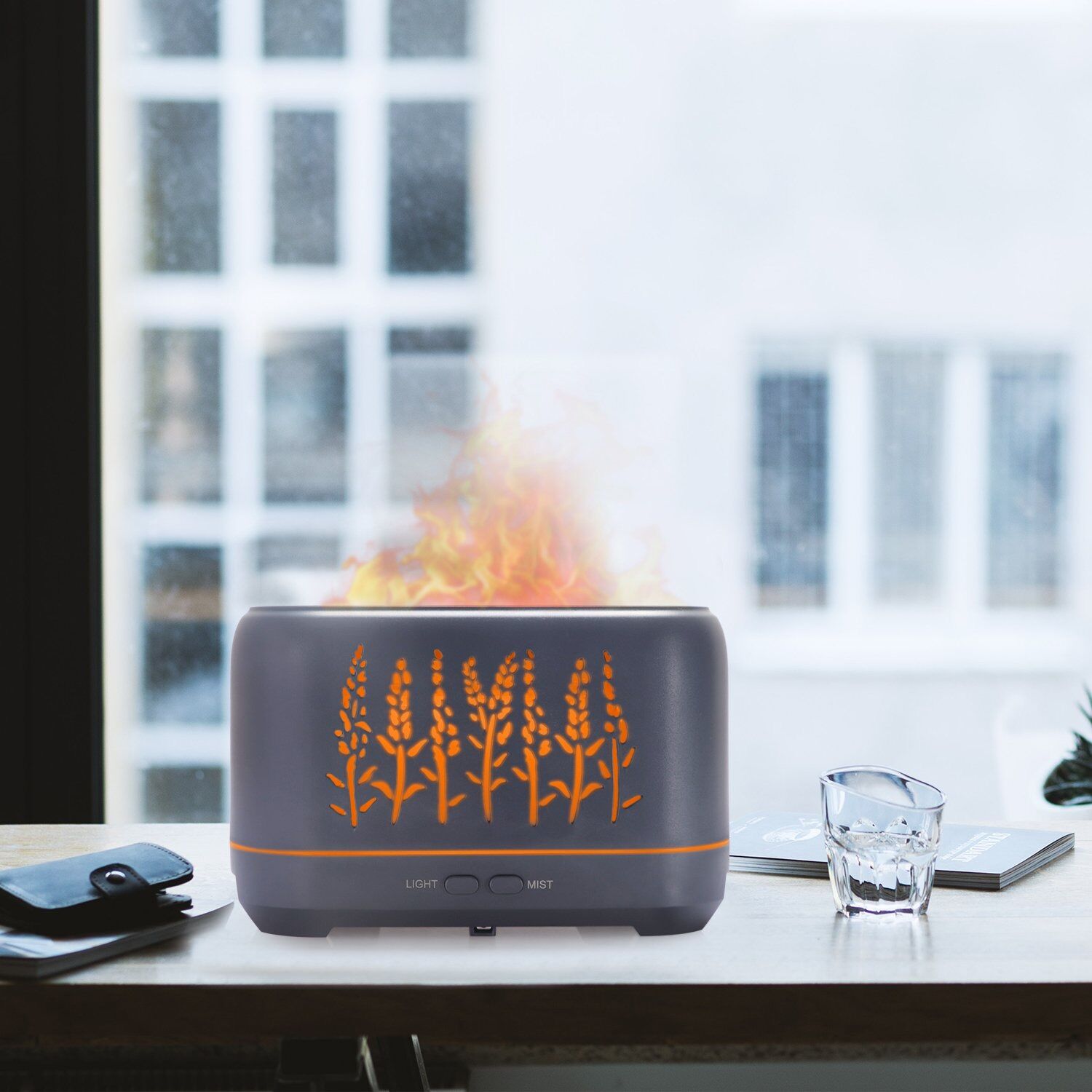 Máy Xông Tinh Dầu Hiệu Ứng Lửa Flame Diffuser (SP Cao Cấp - Tặng Tinh Dầu 10ml)
