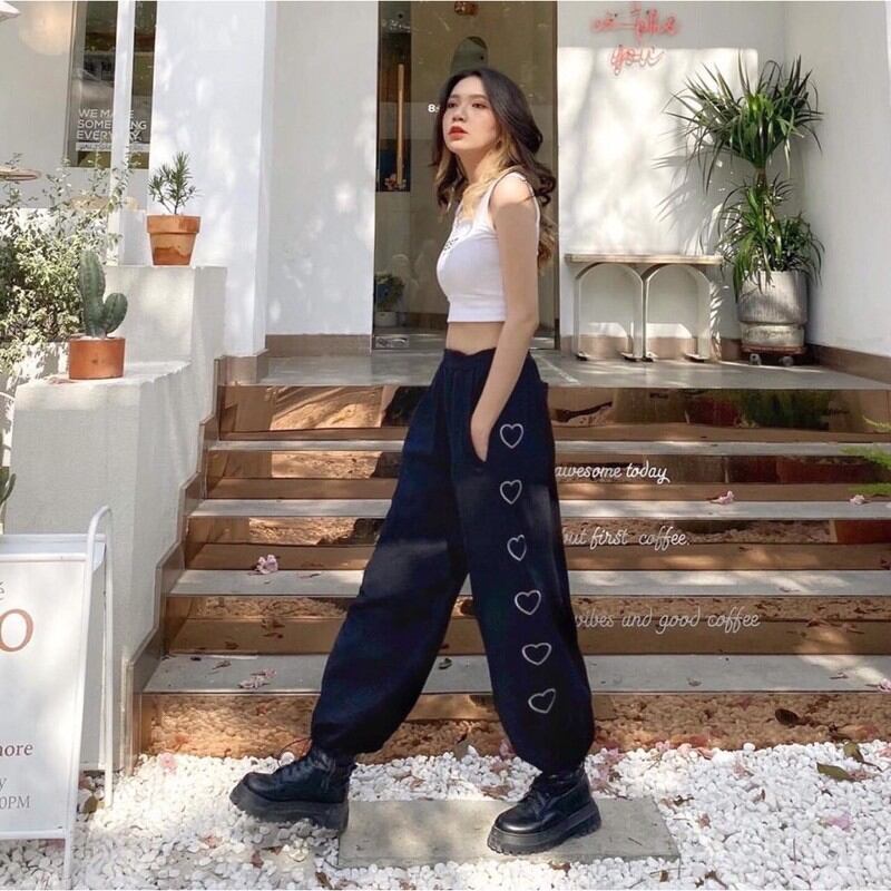 Quần Alibaba cotton có dây rút gấu, quần jogger bo gấu dáng dài