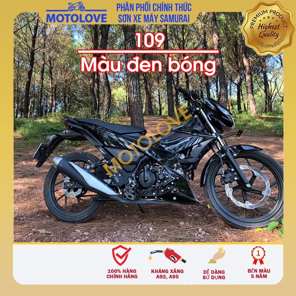 Sơn sịt Samurai Chính Hãng Màu Đen Bóng