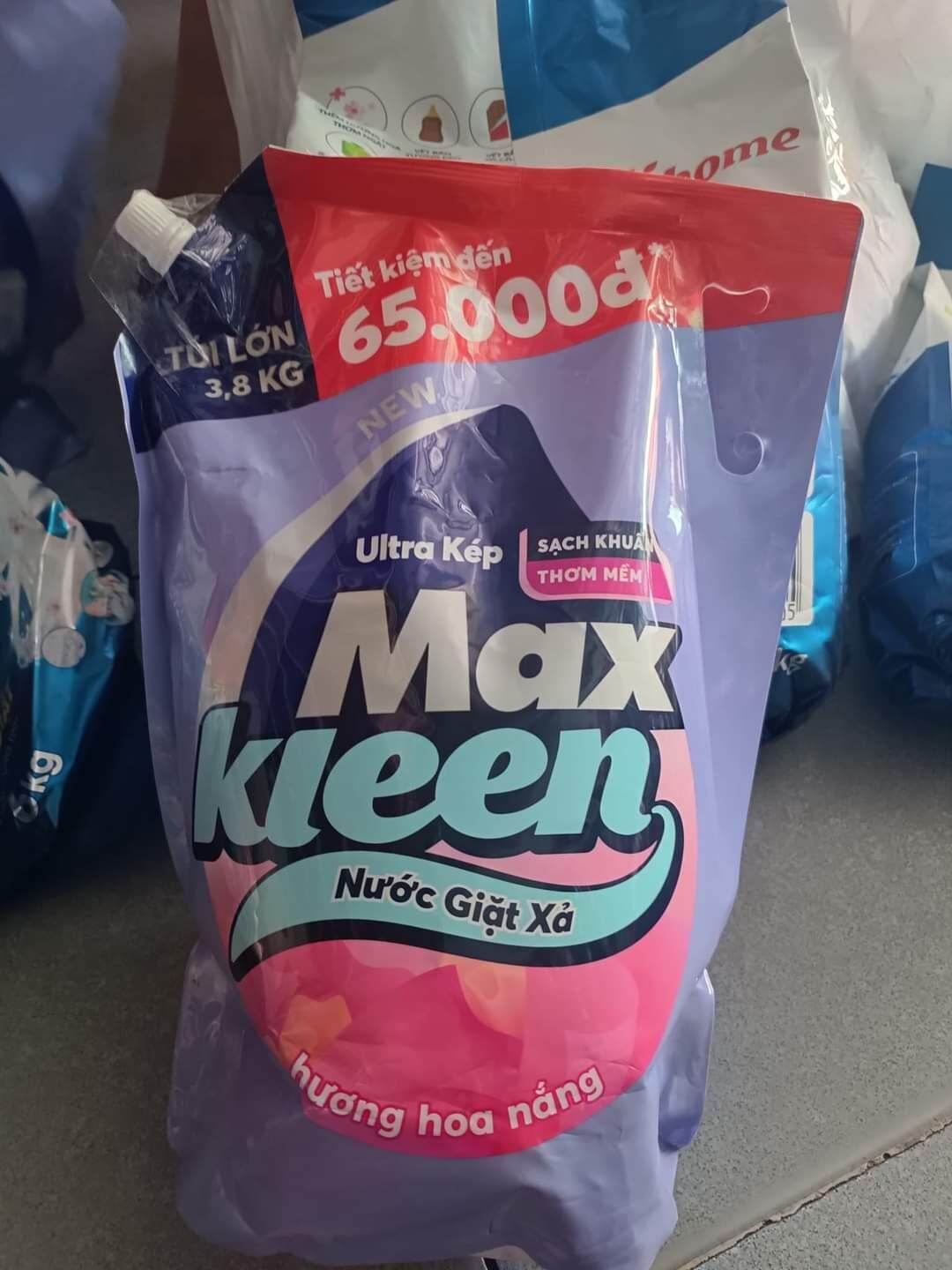 Bịch nước giặt xả maxkleen 3lit8