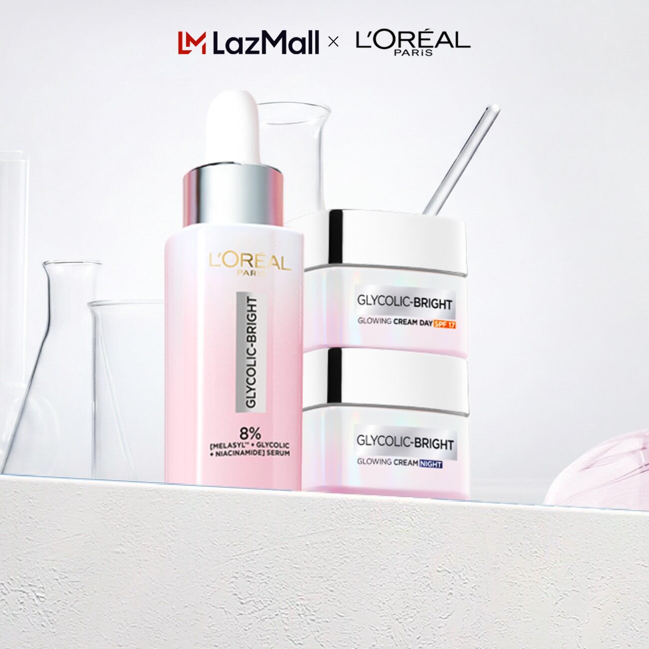Bộ Serum Glycolic Melasyl 8% [Melasyl+Glycolic+Niacinamide]  Kem dưỡng ngày đêm sáng da giảm thâm mụn nám Loreal Paris