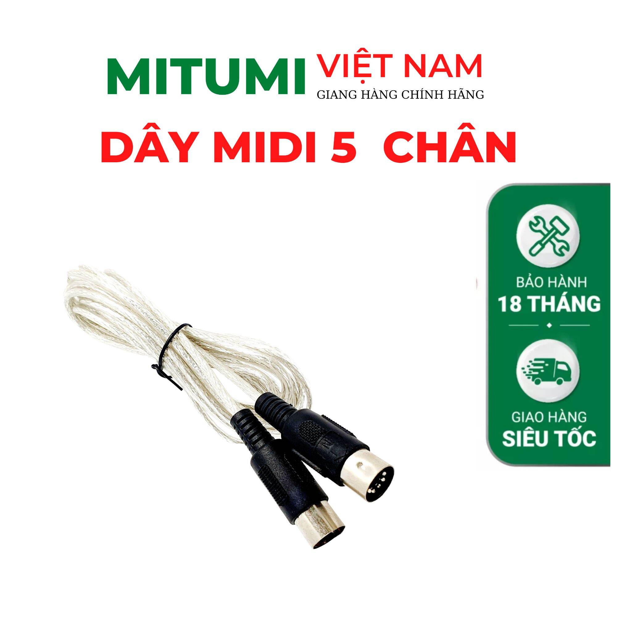 Dây midi 5 pin loại tốt dài 3m, dây midi jack cong, thay bend 4 chiều, kết nối midi