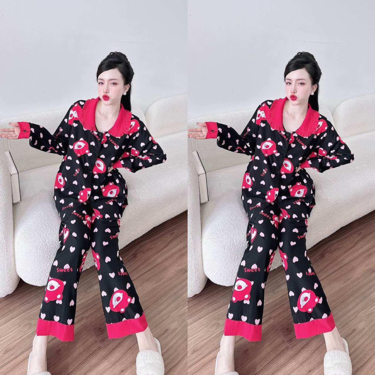 Đồ bộ Lụa Nhật phối ren 3 size 50-100kg bigsize chất mát Y