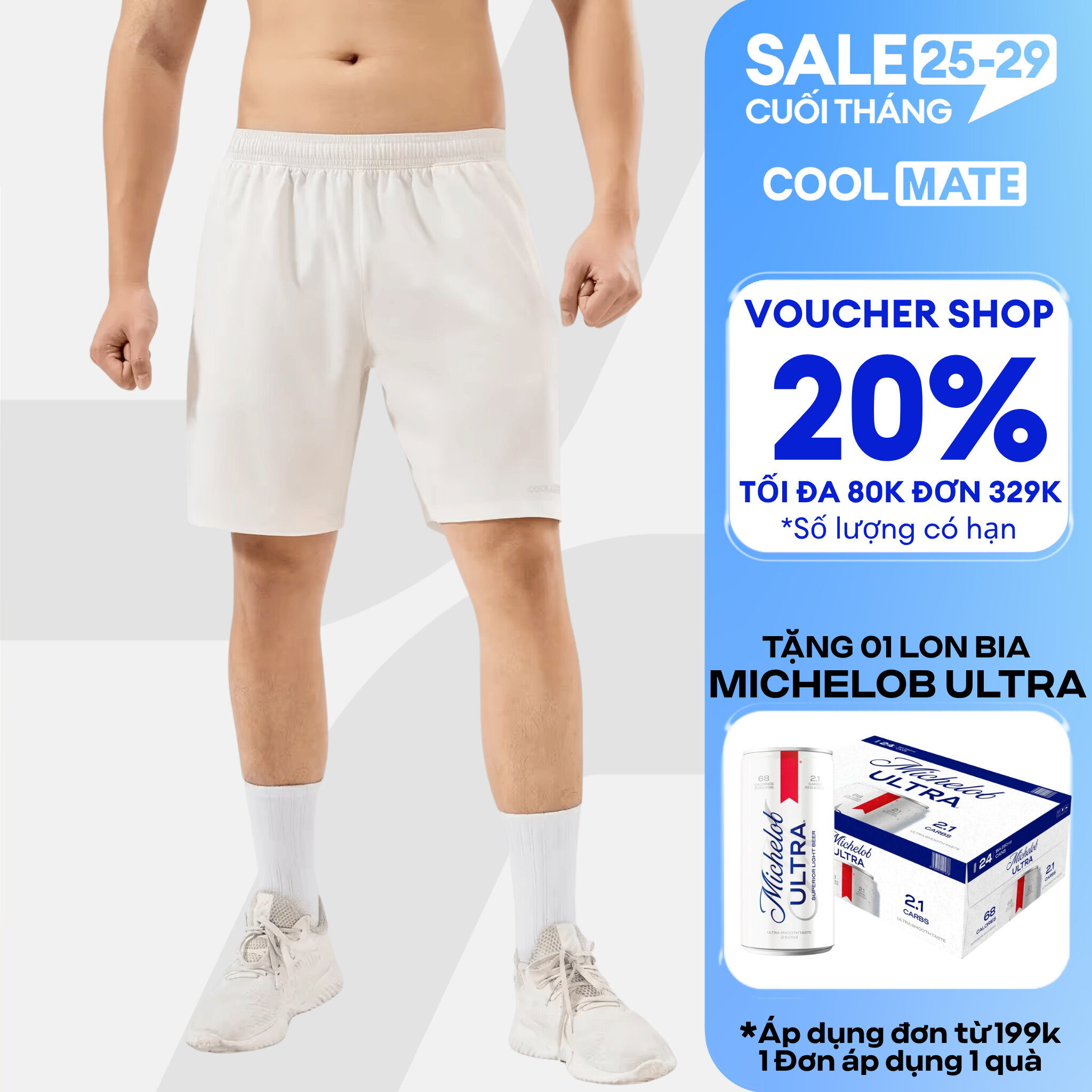 Quần Shorts thể thao nam 7 inch đa năng tập Gym, Tennis, Pickleball (có túi khoá kéo) thoải mái, thấm hút, thoáng khí Coolmate