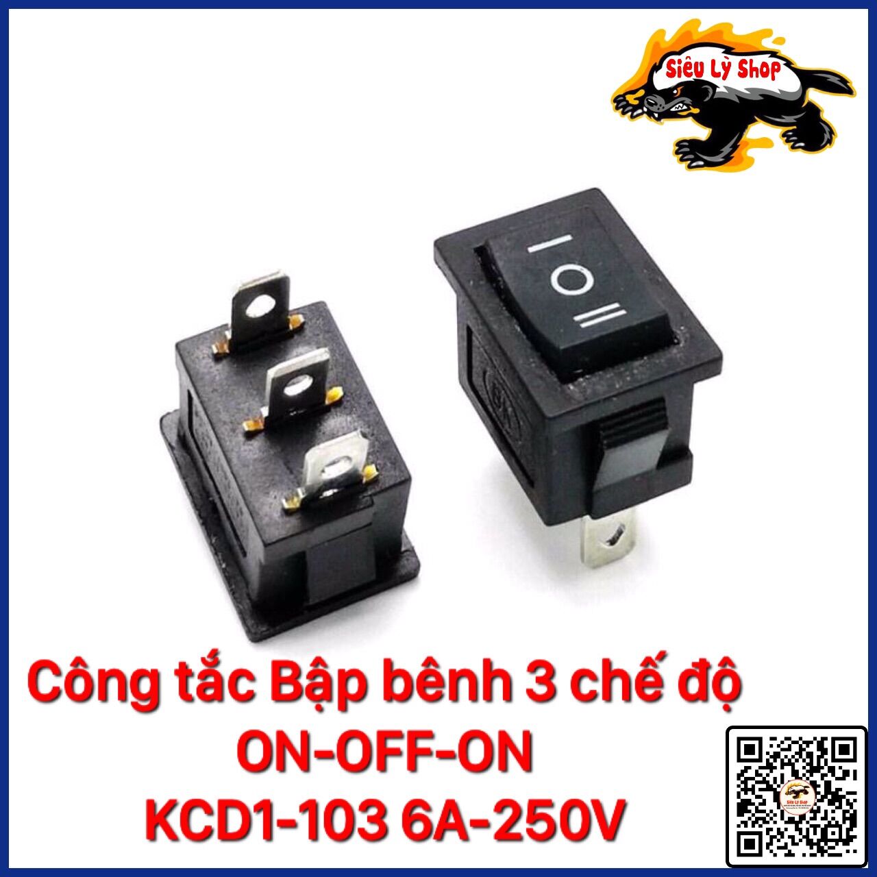 Công tắc bập bênh 3 chân kcd1-103 6a-250v