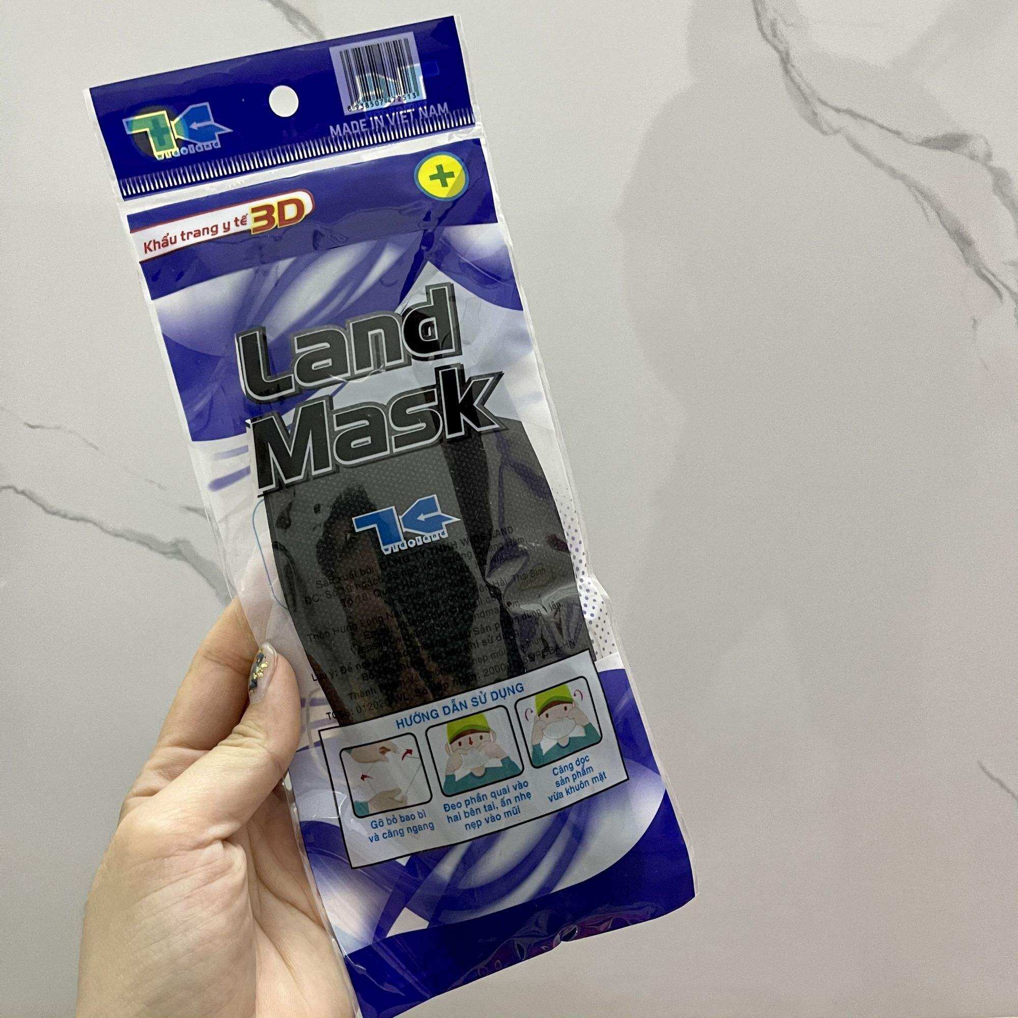 Khẩu Trang 3D Land Mask màu đen bịt 6 cái