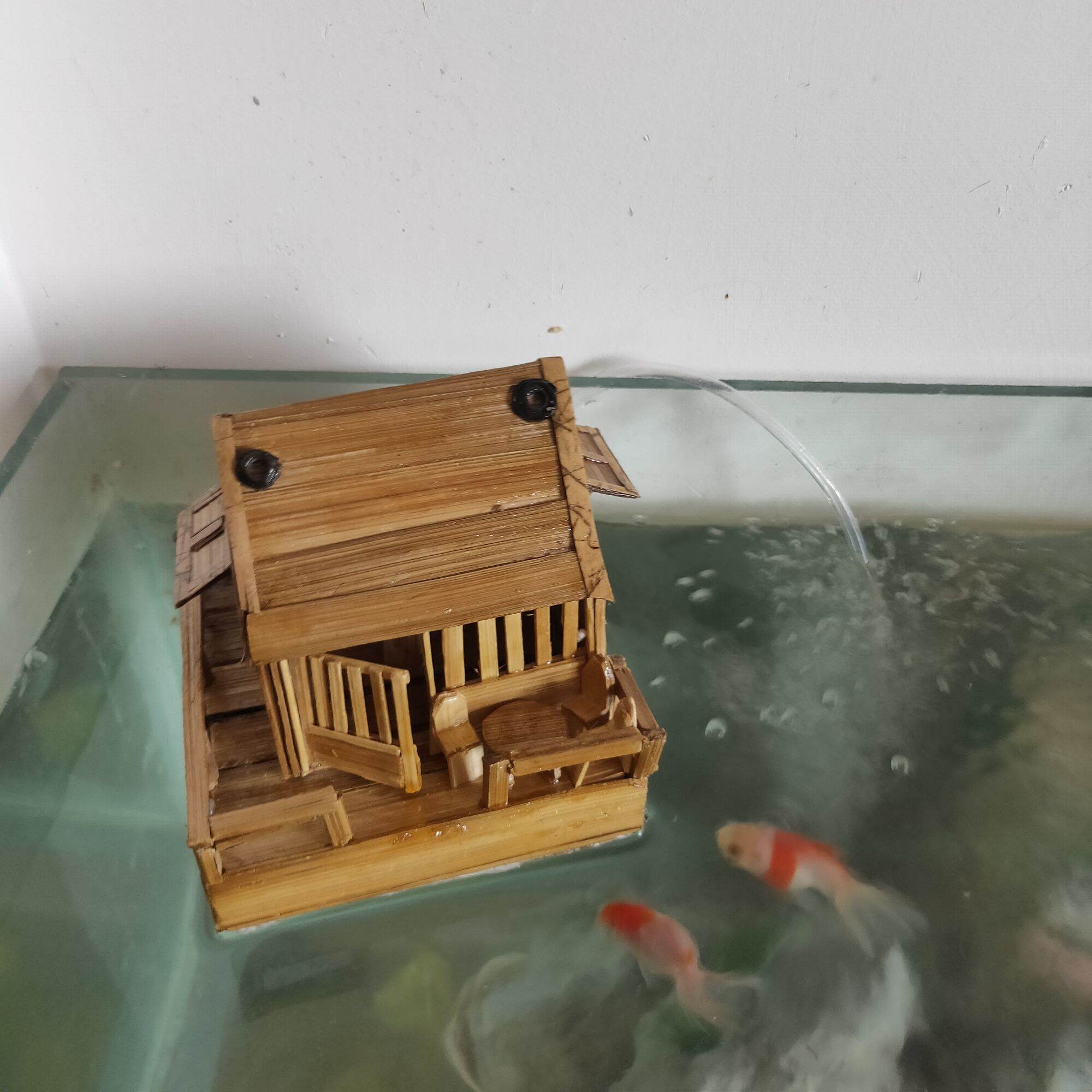 Nhà nổi làm từ tre trang trí bể cá, bể thủy sinh , hồ cá, hồ thủy sinh
