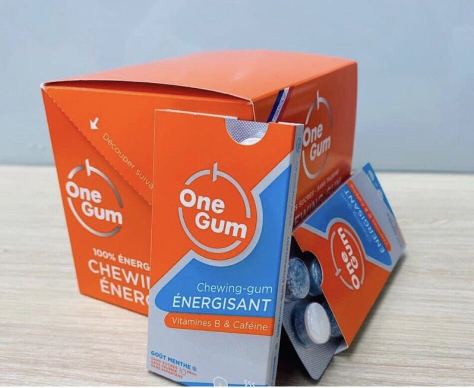 Kẹo singum tăng lực thể thao OneGum Xuất xứ Pháp bổ sung Vitamin B3, B6, B12