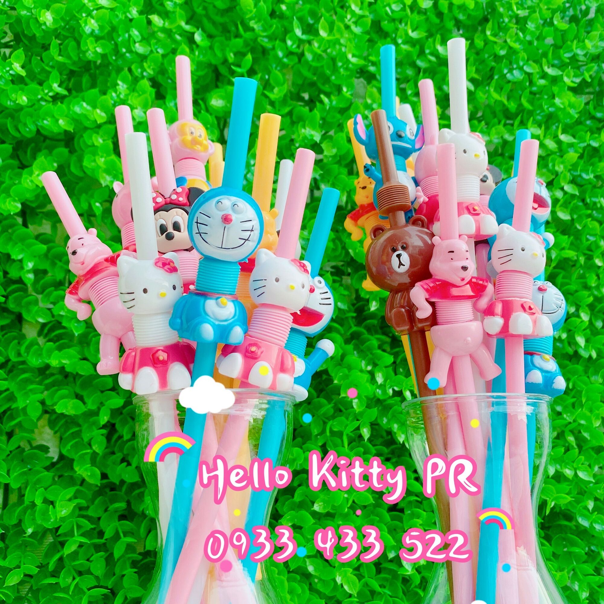 [Freeship MAX] Ống hút tái sử dụng nhiều lần ( tặng kèm cọ rửa ) Hello Kitty - Doremon Doraemon
