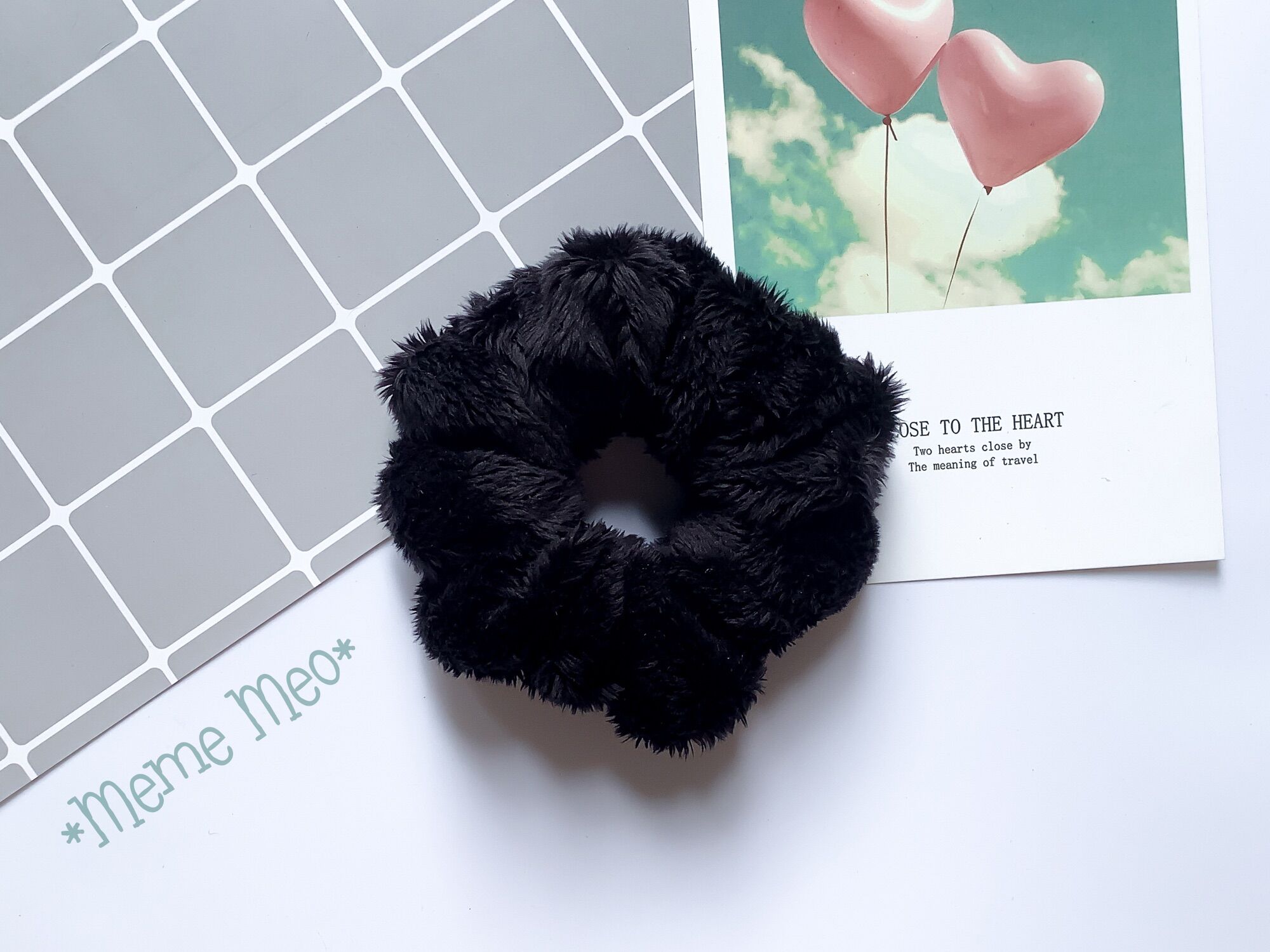 Combo scrunchies dễ thương, đồ cột tóc vải lông, size nhỏ