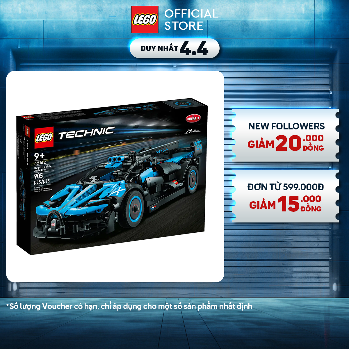 LEGO Technic 42162 Đồ chơi lắp ráp Siêu Xe Bugatti Bolide Agile Blue (905 chi tiết)