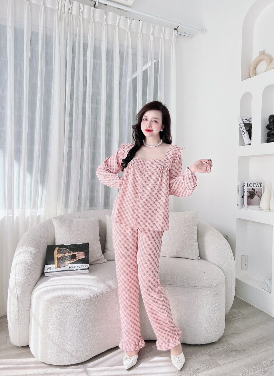 Đồ Bộ Pijama Tay Dài Lụa Mango Freesize Dưới 62kg