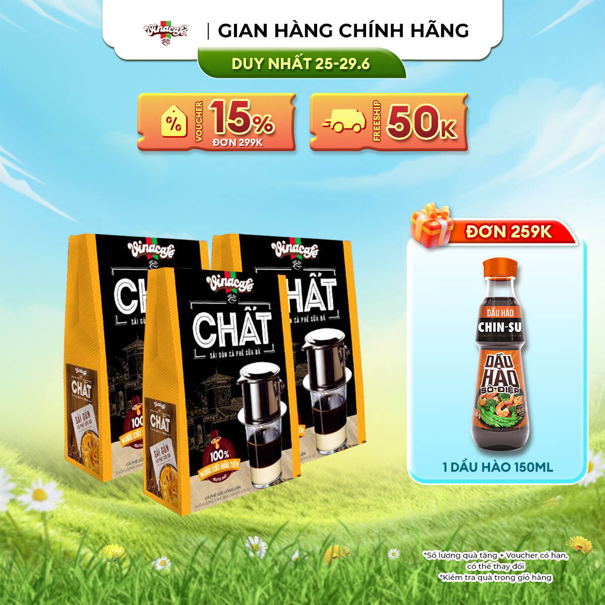 [DUY NHẤT 25-29.06 VOUCHER 18% ĐƠN 249K] Combo 3 Cà Phê Vinacafé Chất Sài Gòn Cà Phê Sữa Đá - Hộp 10 Gói x 29g