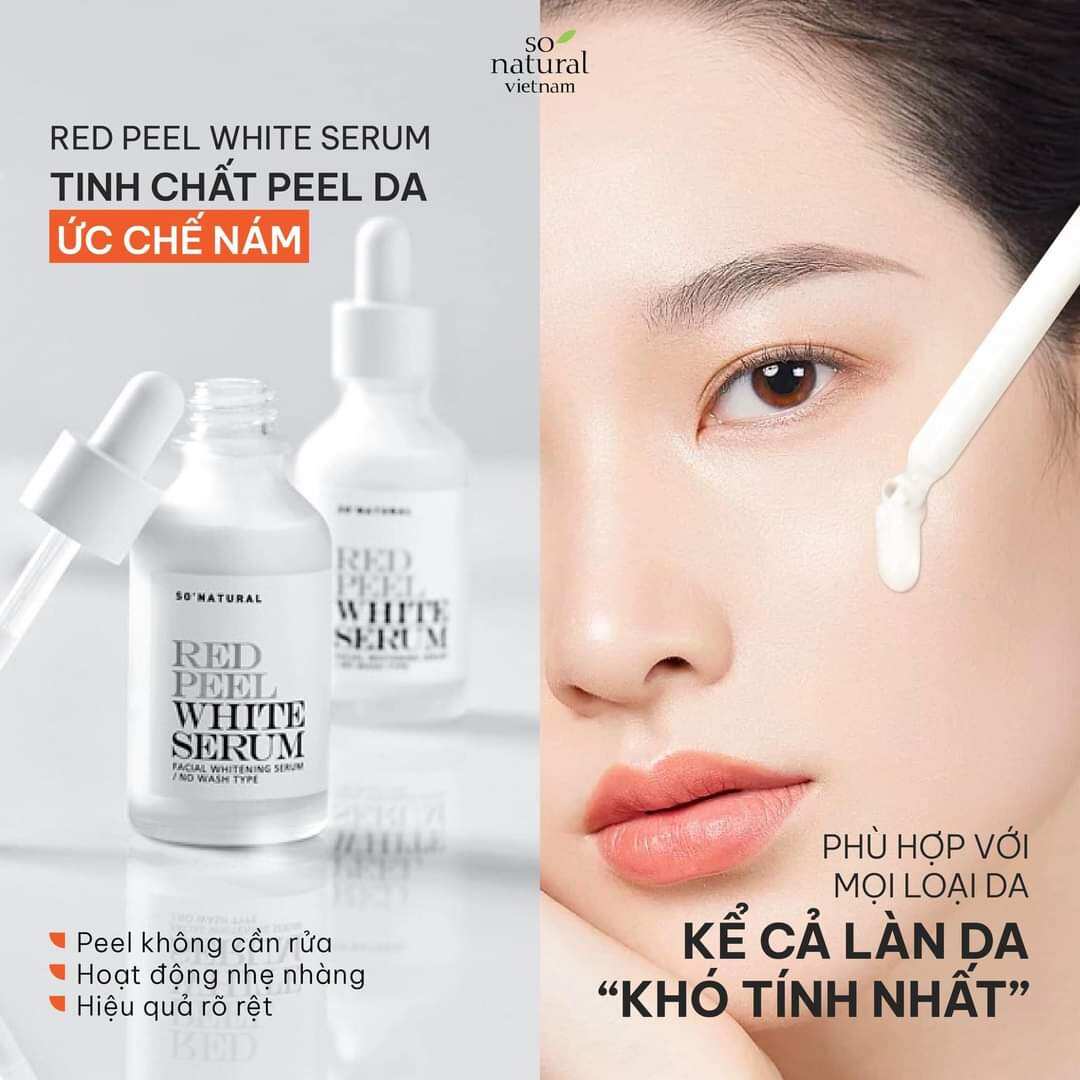 Serum ức chế nám,dưỡng trắng Chuyên Sâu Red Peel White Serum,Tinh Chất Giảm Nám Tàn Nhang So Natural Mini 11ml & Full Size 35ml