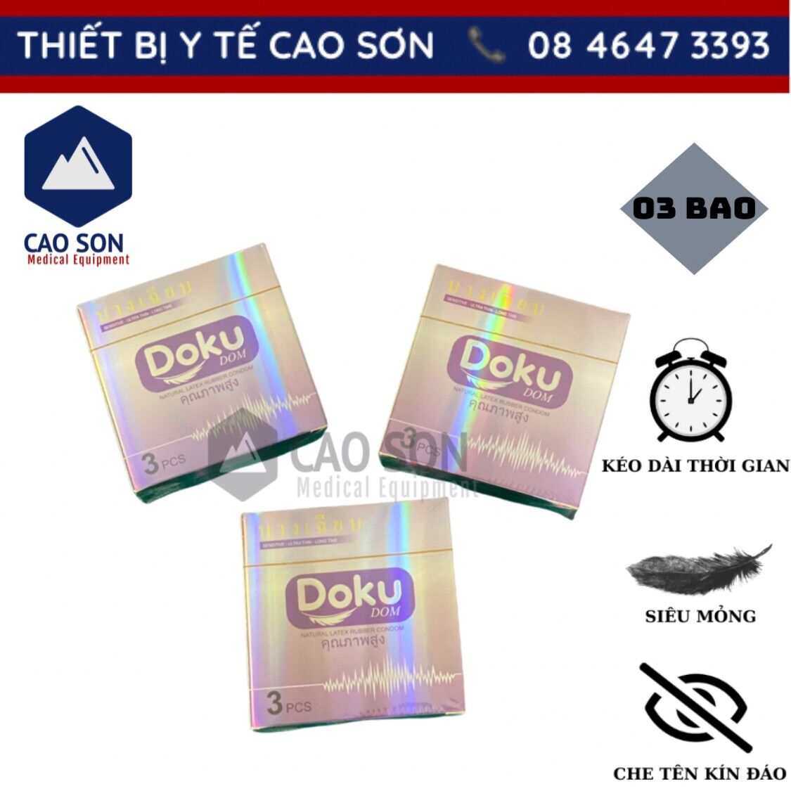 Bao cao su doku dom hàng thái hộp 3 bao