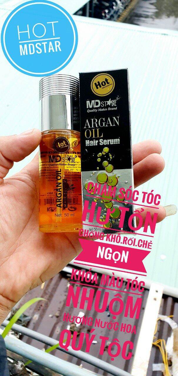 《chính hãng 100%》serum hotmdstar argan oil chăm sóc tóc hư tổn. chống khô rối chẻ ngọn .khóa màu tóc nhuộm