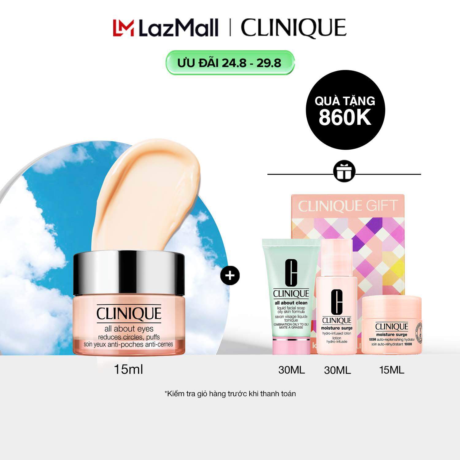 Kem dưỡng mắt ngăn ngừa giảm quầng thâm và bọng mắt Clinique All About Eyes 15ml