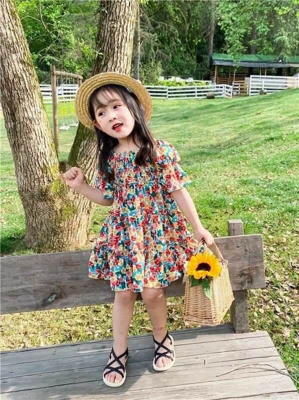 [ CÓ QUÀ TẶNG 🥰] Đầm mẹ và bé hoa hồng xanh