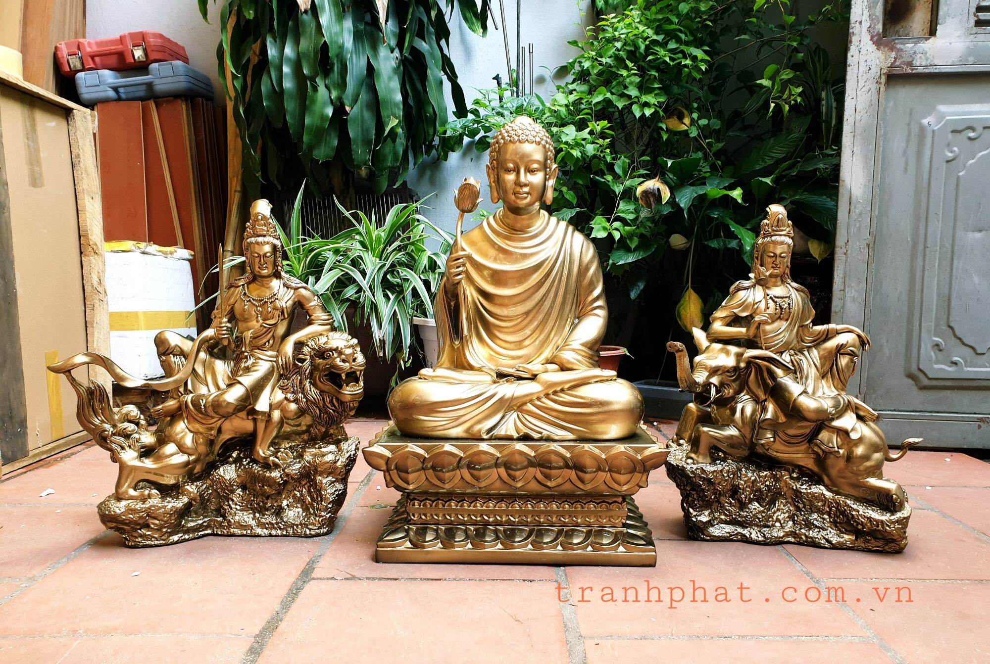 Bộ tượng bổn sư 60cm cặp tượng văn thù phổ hiền bồ tát 50cm