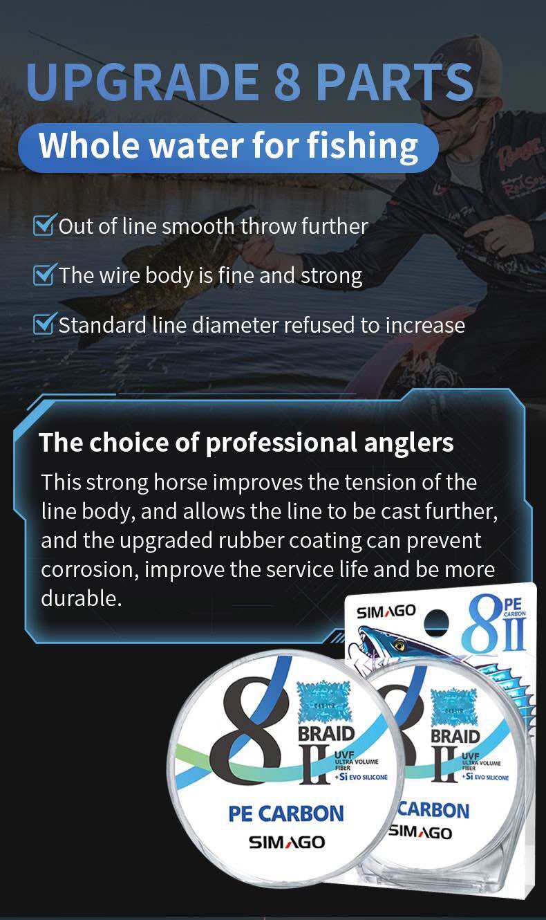 Thẻo dù PE carbon Braid 20m SIMAGO chính hãng cao cấp
