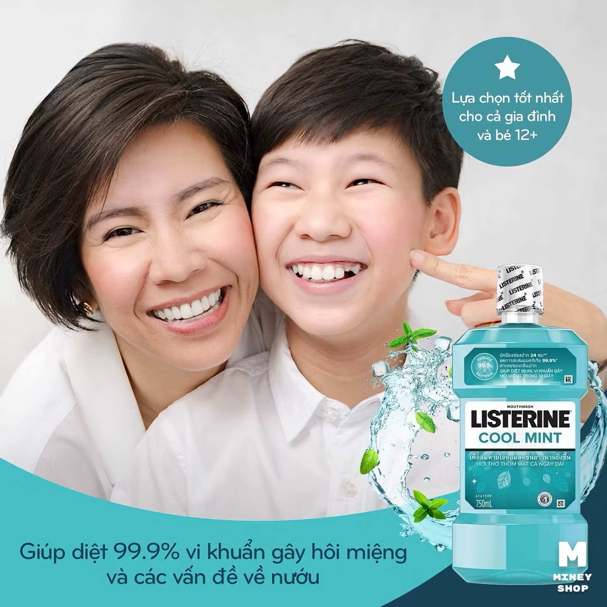 Nước Súc Miệng Listerine 750ml (tặng kèm chai 250ml) Thái