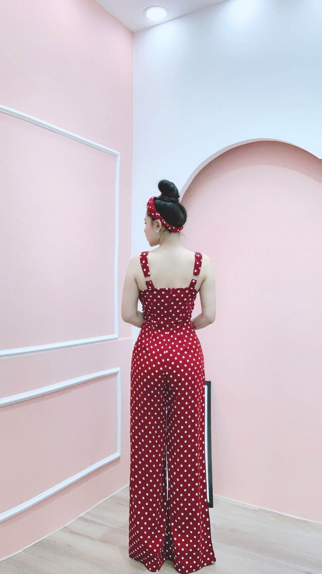 Jumsuit dài 2 dây xoắn ngực (có mút ngực)