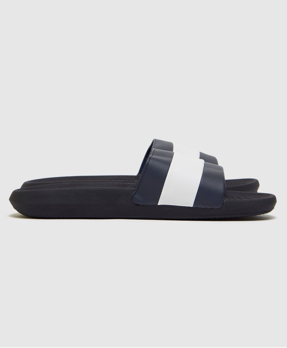 Dép Lacoste nam croco Navy in gold croc