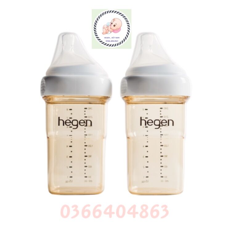 SET Bình sữa Hegen 240ml - Kèm Núm Ti 3+ ( Hegen Hegen PCTO™ 240ml/8oz Feeding Bottle PPSU)
