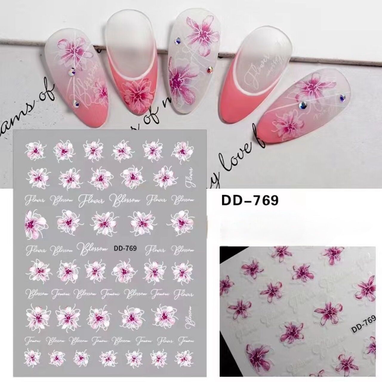 Sticker nail hoa gắn trang trí móng