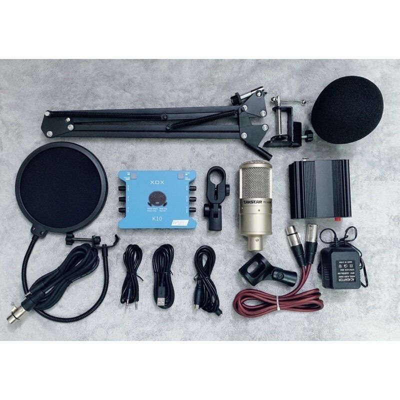 Combo thu âm livestream Karaoke online K200 Và Card XOX K10 đầy đủ phụ kiện
