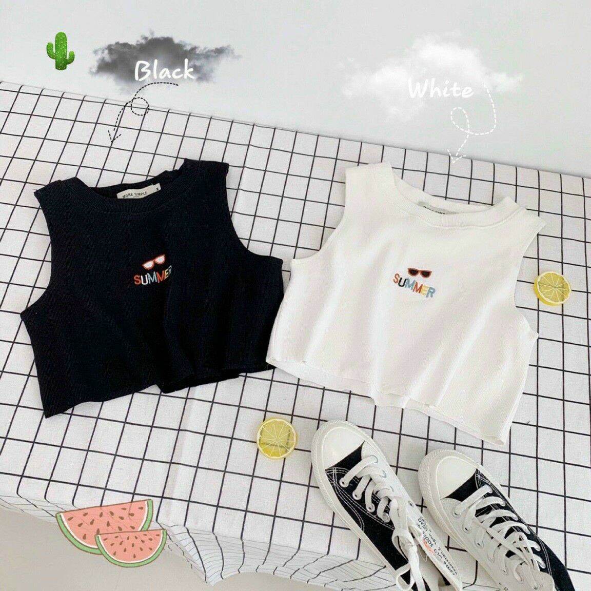 [HCM]ÁO CROPTOP TANKTOP HÌNH THÊU