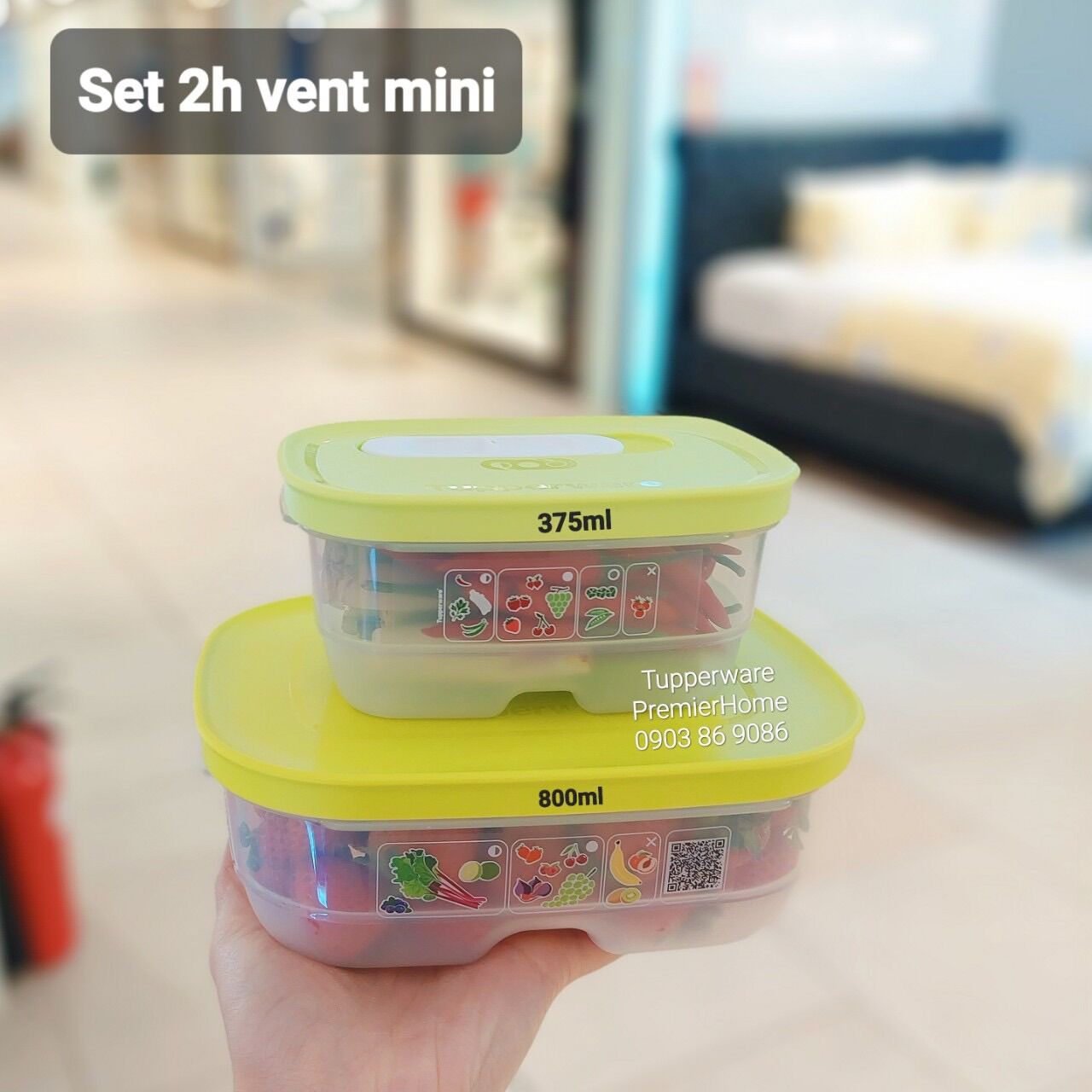 Set 2 Hộp Trữ Mát Có Nút Hô Hấp Vensmart (375ML, 800ML)